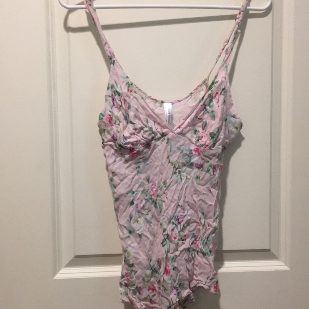 Flora Nikrooz womens Floral camisole 100% rayon adjustable straps size S pink